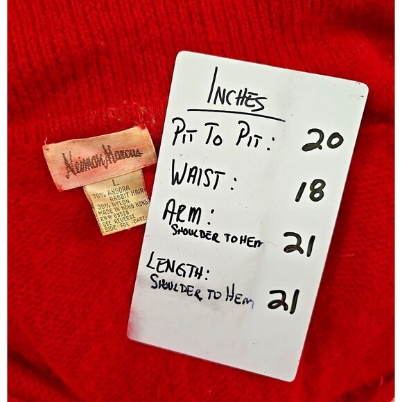 Vtg Nieman Marcus OId Money Angora Blend Cozy Red Cardigan Sweater Womens Large - Picture 5 of 7